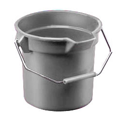 14 Quart Plastic Cleaning Buckets, Gray and Red (2614) - Parish Supply